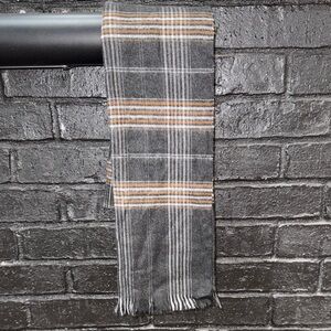 Gray and Brown Plaid Men's Scarf